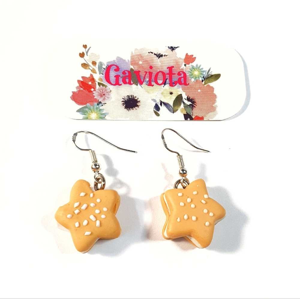 Vanilla Star Cookies Polymer Clay Earings